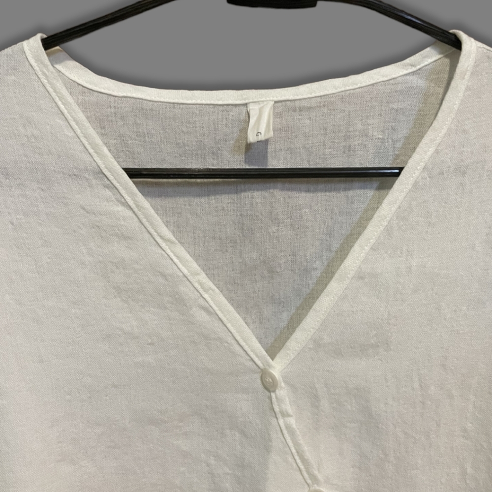 Cotton Linen Diagonal Button Down Formal Shirt - Picture 3 of 6